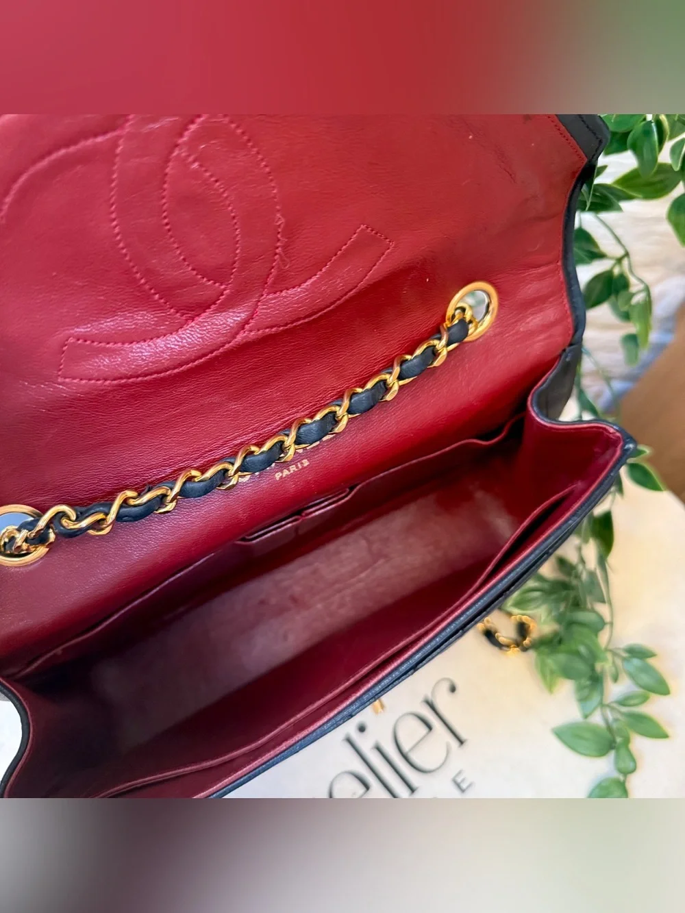 CHANEL Rare Early‑80s Chevron Lambskin Turnlock Envelope Bag 24K Gold‑Plated